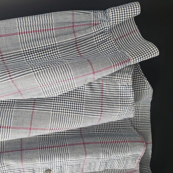 Stone Work Vintage Men's Navy White Red Plaid Button Down Dress Shirt - Picture 6 of 14